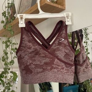 Gymshark Camo Seamless Sports Bra - Red/Maroon